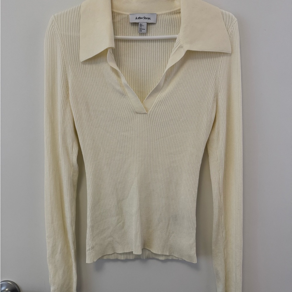 & Other Stories Cream Ribbed Sweater